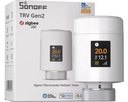 SONOFF TRV-ZBT Gen2 Zigbee-thermostatische radiatorkraan,kleiner,IPS kleuren‑display,Ultrastille werking,Kalk‑ & vorstbeveiliging, kinderslot,3 onafhankelijke temperatuurprogramma's