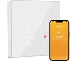 Slimme Thermostaat Vloerverwarming, Water- en Gasboiler met Touchscreen – Wifi Thermostaat met App Bediening & Programmeerbare Instellingen – LCD Touchscreen Thermostaat | Eenvoudige Opbouwmontage & Energiezuinig