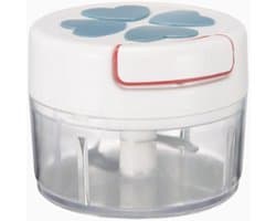 Keukenmachine Trekkoord - Mini Hakmolen - Snel Ingrediënten Snijden - 304 Roestvrijstalen Messen - Compact Formaat - Blauw