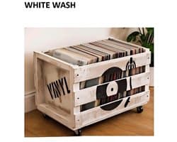 12'' LP Houten Krat Op Wielen Voor Vinyl Opslag - Tot 100 LP'S