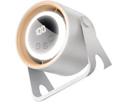 Bureauventilator – Tafelventilator – Stille, draagbare USB-ventilator – Met ledverlichting – Digitaal display – Kleine bureauventilator – Wit