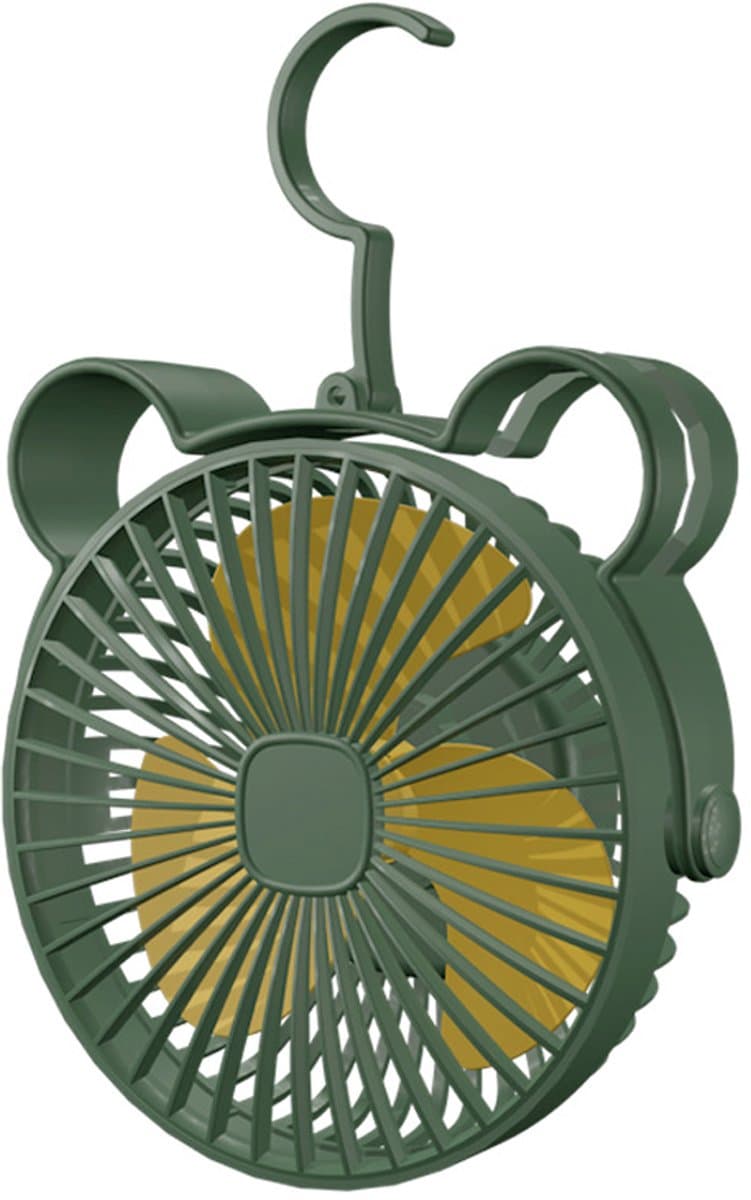 Draagbare oplaadbare bureauventilator met haken en clips; kleine bureauventilator/mini-ventilator — afbeelding 1