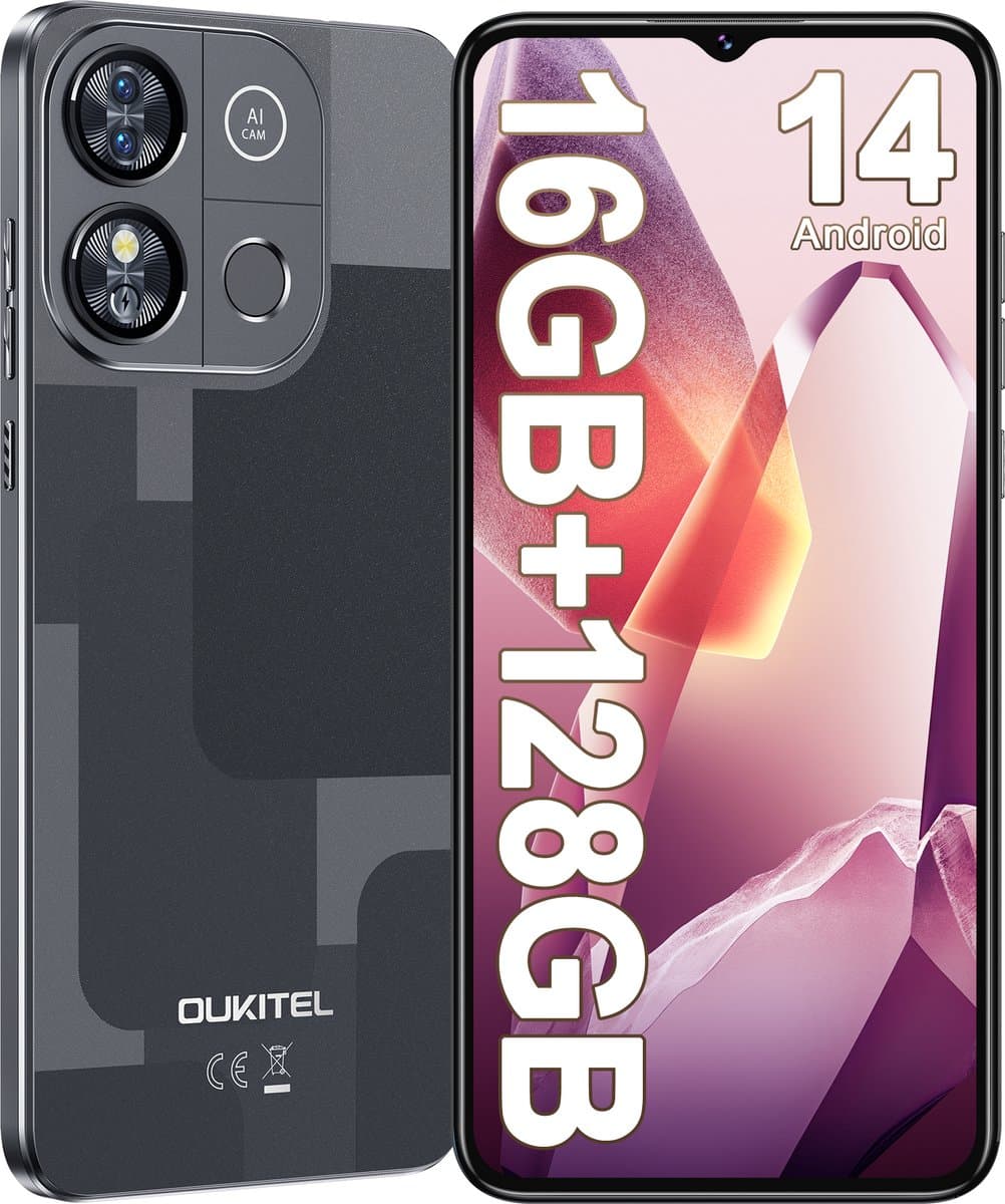 OUKITEL C57 PRO Mobiele Telefoon met 128 GB Opslag, 4300 mAh Accu, Android 14, 6,52 duim HD-scherm — afbeelding 1