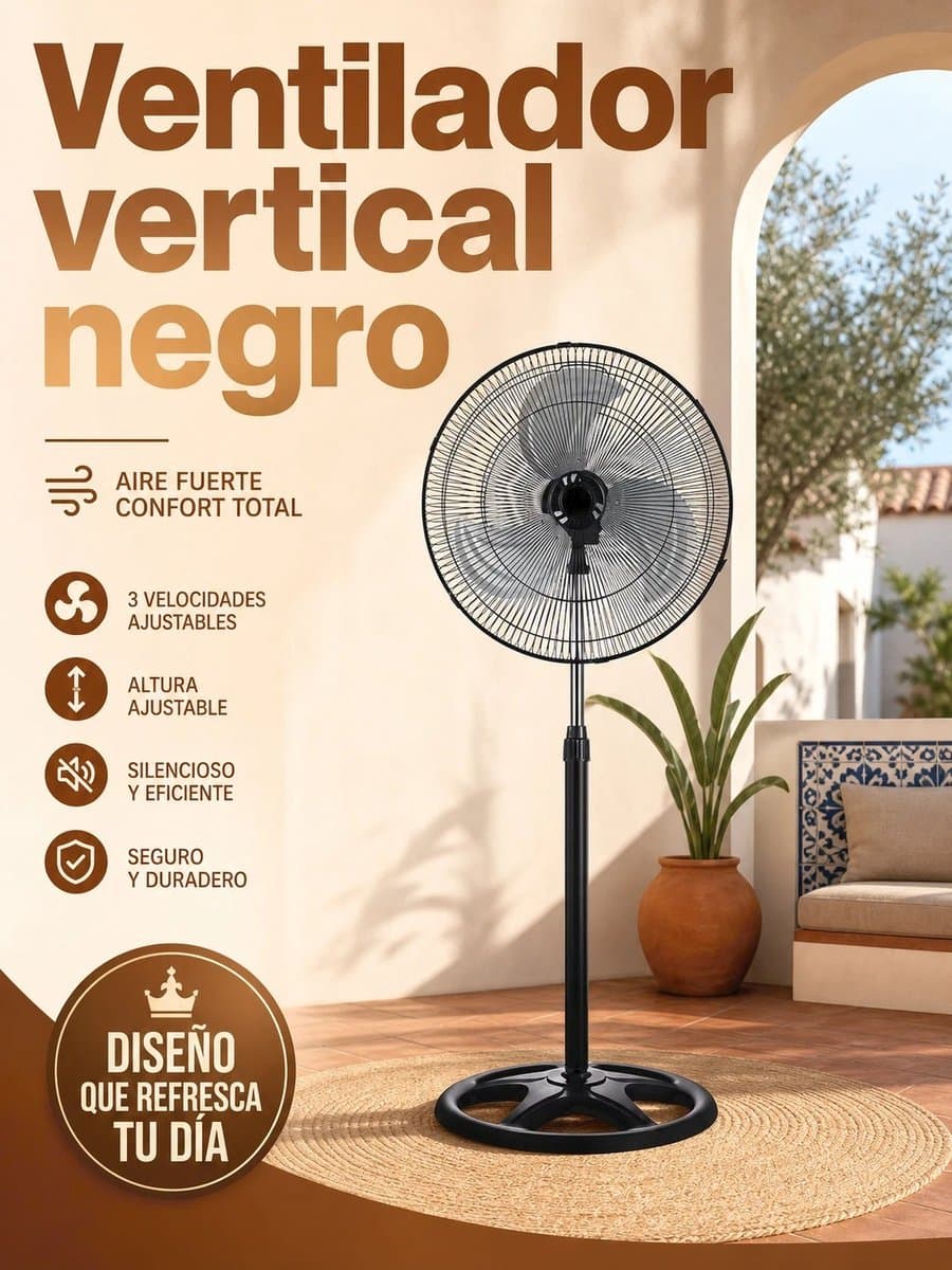 Wentinkmo Verticale staande ventilator - 45cm diameter verstelbare - hoogte tot 130cm - 3 snelheden — afbeelding 1