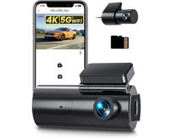 Dashcam voor auto - Zwart - Dual Camera Voor en Achter - 4K Ultra HD met WiFi en Parking Monitor - Voor Auto’s en SUV’s