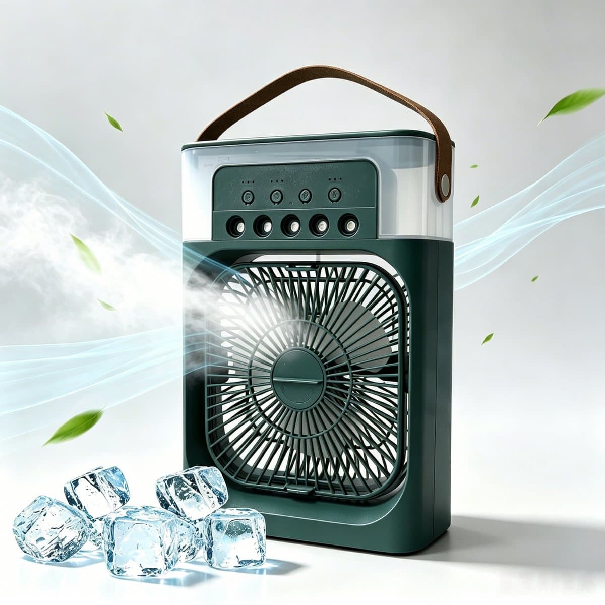 Casalora Portable Aircooler - Airco Zonder Afvoerslang - Tafelventilator -Luchtkoeler 4-in-1 -3 windsnelheden met 600ml Watertank - Groen — afbeelding 1
