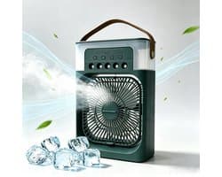Casalora Portable Aircooler - Airco Zonder Afvoerslang - Tafelventilator -Luchtkoeler 4-in-1 -3 windsnelheden met 600ml Watertank - Groen