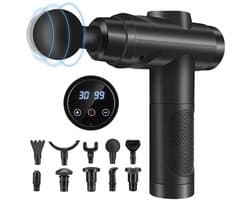 Massagepistool 30 Snelheden – Spiermassage met LCD-touchscreen & 10 Koppen | Stil & Krachtig | Voor Schouder, Rug & Lichaam