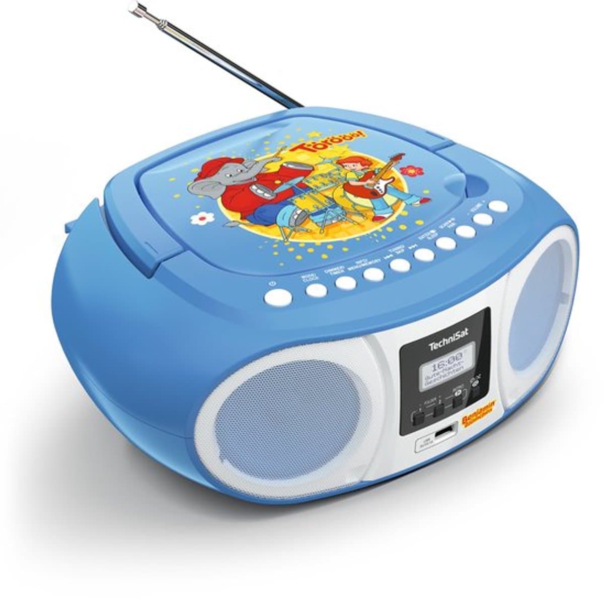 TechniSat DIGITRADIO 1990 - Stereo-boombox met DAB+/FM-radio en CD-speler (Bluetooth-audiostreaming, hoofdtelefoonaansluiting, USB, AUX in, oplaadfunctie, klok, 2 x 1,5 watt uitgangsvermogen) — afbeelding 1