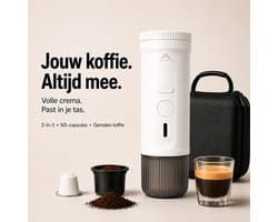 Torngat NomadBrew Go Draagbare Koffiemachine – Zelfverwarmende Espressomachine 20 Bar – Koffiezetapparaat voor Onderweg, Auto, Camping & Camper – NS-Capsules/Gemalen Koffie – 7500mAh – Warme Koffie Zonder Waterkoker – Wit – Reis Koffieapparaat
