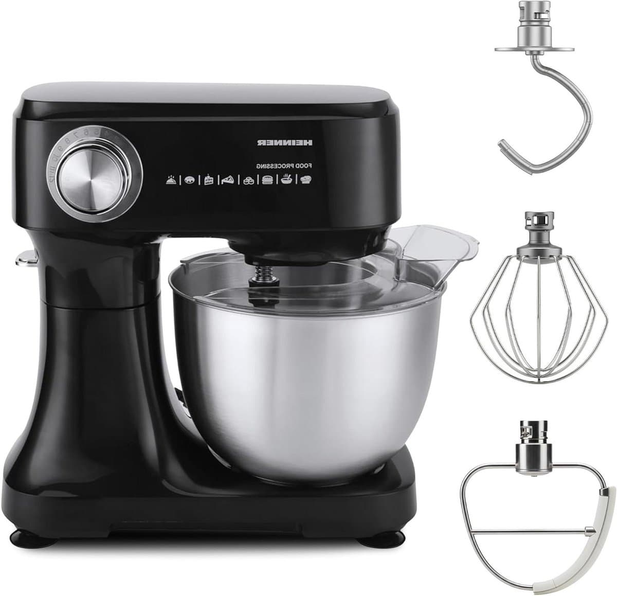 Keukenmixer - Planetaire mixer - Bakken en koken - 12 snelheden - 3.5L kom - Zwart — afbeelding 1
