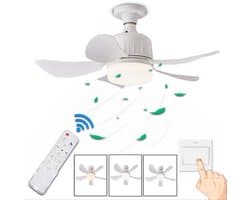 KZQ Plafondventilator - Wit - Incl 23W Lamp - Licht Apart Schakelbaar - Afstandsbediening - Dimbaar - Traploos Instelbare Lichtkleur - Nachtlampje - Geheugenfunctie - 3 Snelheden - Timer - Zomer En Wintermodus