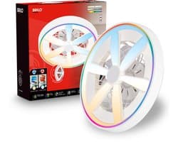 BRIlONER Air - Plafondventilator met RGB verlichting - plafondventilator dimbaar - ventilator lamp 5 snelheden - zomer- en wintermodus - RGB & CCT - Ø48cm - wit