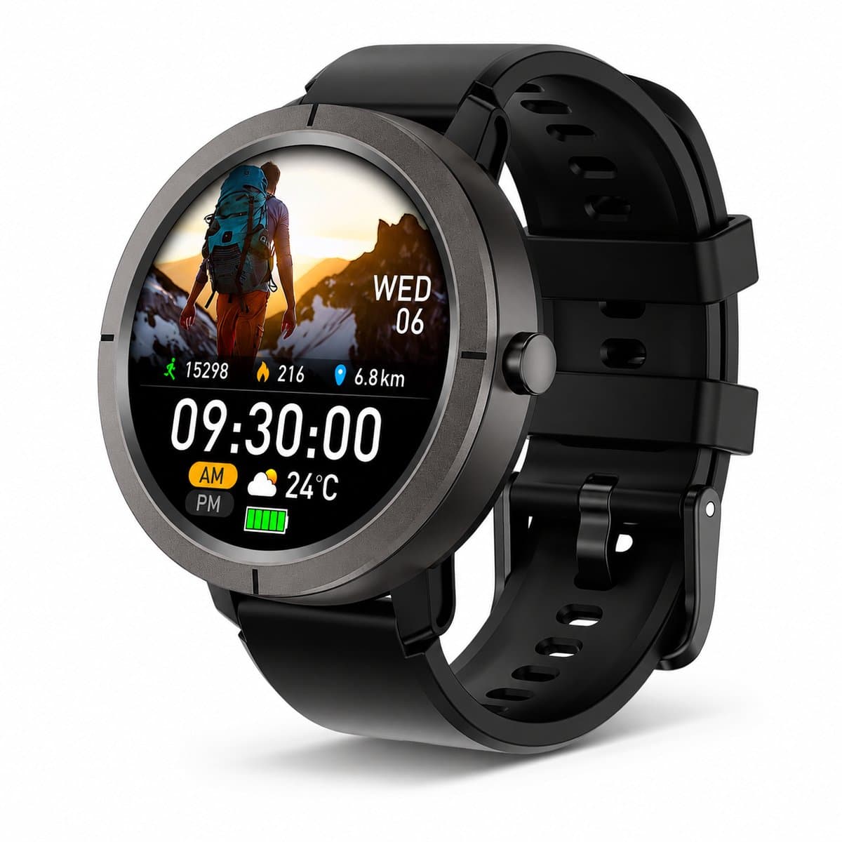 Evy24 Smartwatch EV1 GPS 42mm - GPS Smartwatch Dames & Heren - AMOLED Sporthorloge - Bluetooth Bellen - 5ATM Waterdicht - GPS Horloge - Hartslagmeter - 170+ Sportmodi - iPhone & Android - Gunmetal — afbeelding 1