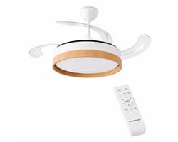 Plafondventilator met licht InnovaGoods, stil, intrekbare bladen, 6 snelheden, 3 modi, afstandsbediening