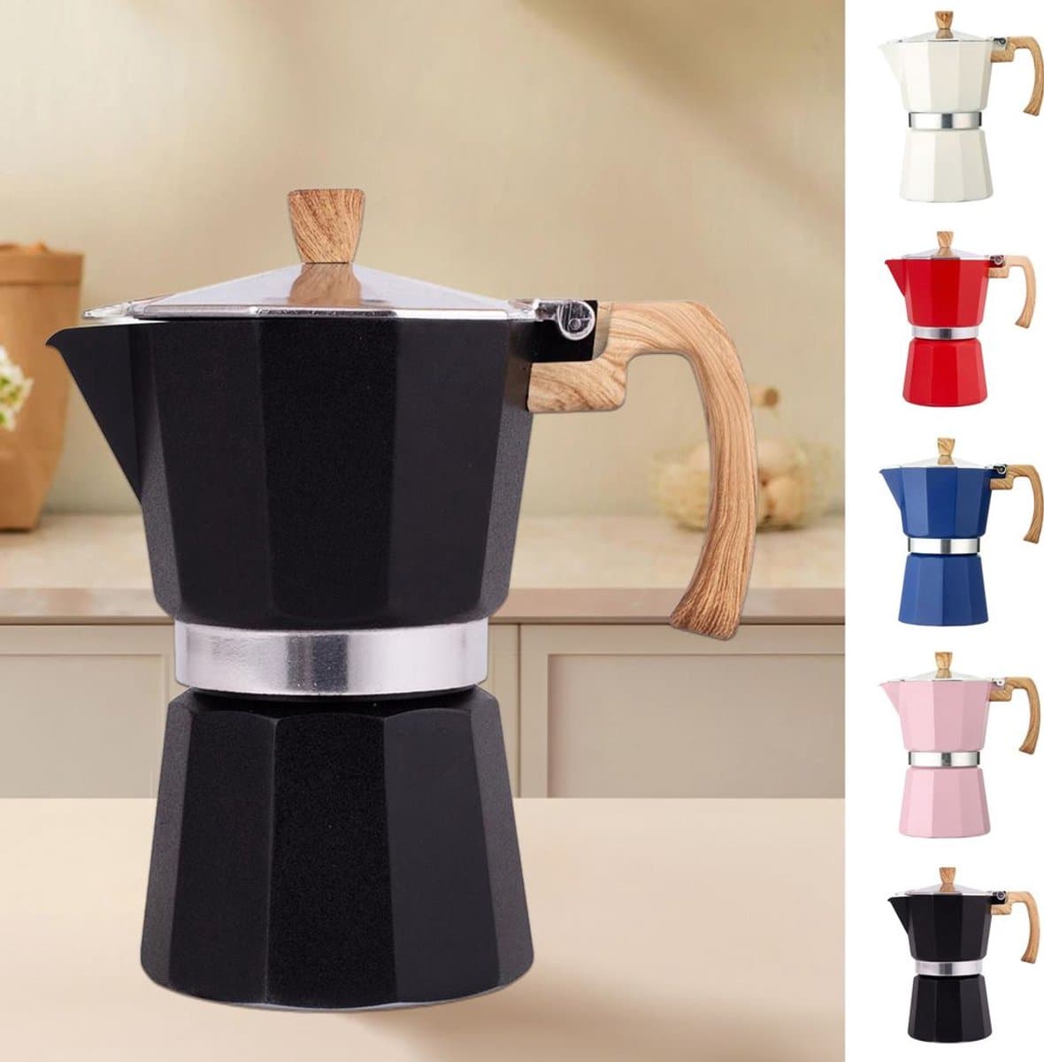 Italiaanse koffiemaker: Gemakkelijk schoon te maken koffiemaker Geschikt voor op het fornuis-300ml — afbeelding 1