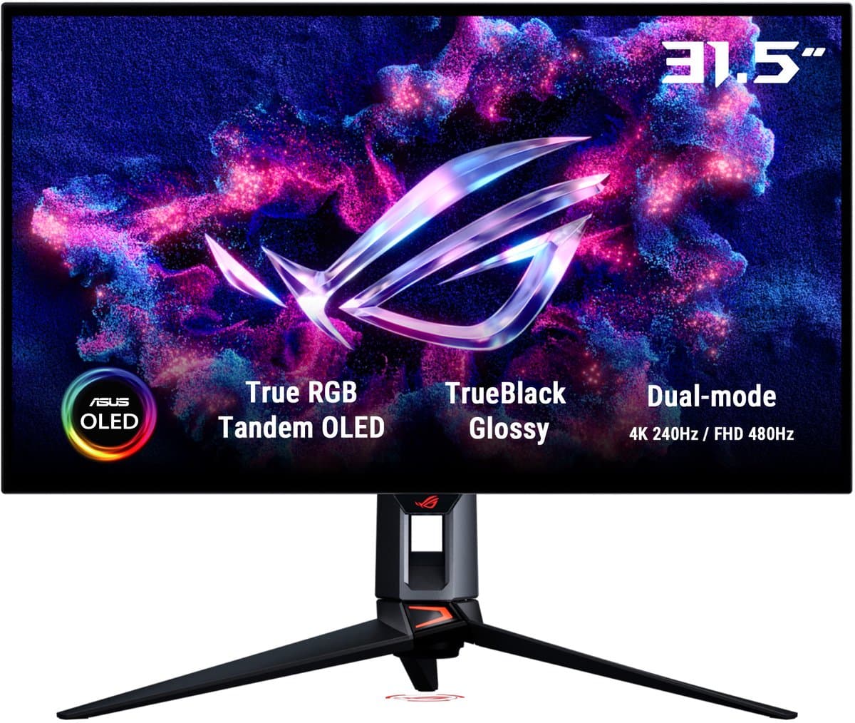 ASUS ROG Swift OLED PG32UCWM - 4K UHD Tandem RGB OLED - USB C 96W - 0.03ms - 4K 240Hz, FHD 480Hz Dual Mode - 32 Inch — afbeelding 1