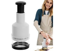 Groente Hakker - Keukenmachine - Snel Ingrediënten Verwerken - Innovatieve Bladopstelling - 7.5x22.5 cm - Zwart Wit