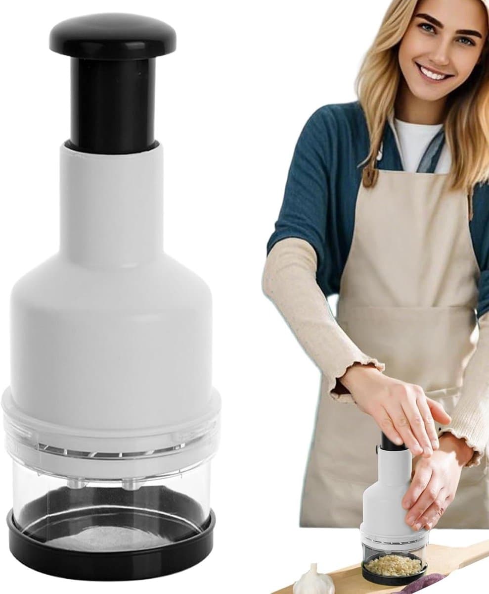 Groente Hakker - Keukenmachine - Snel Ingrediënten Verwerken - Innovatieve Bladopstelling - 7.5x22.5 cm - Zwart Wit — afbeelding 1