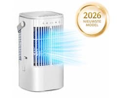 Mobiele airco zonder Slang & Afvoer- 3-in-1 - 4 Snelheden - Mini Ventilator - Draagbare Aircooler - LED Verlichting- Aircoventilatoren - Voor Slaapkamer & Woonkamer - Wit