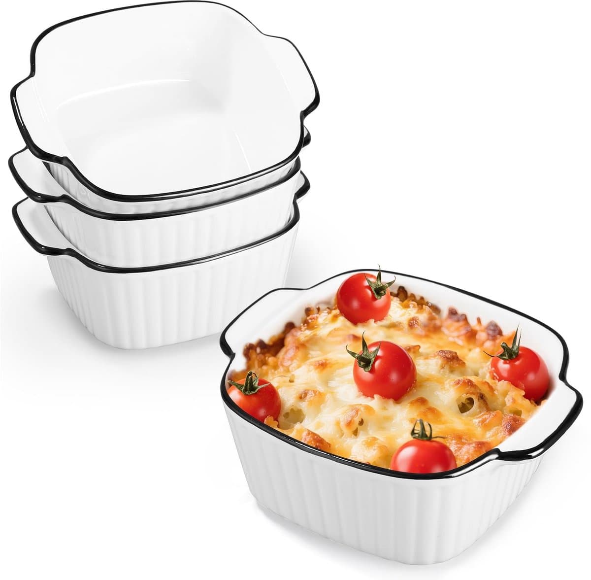 Omgoods - Set van 4 Keramische Bakschalen - 400 ml, Geschikt voor Oven en Magnetron — afbeelding 1