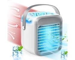 Draagbare airconditioner, persoonlijke luchtkoeler, airconditioner met drie snelheden en handvat, geschikt voor kantoren, woningen, scholen en buitengebruik.