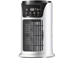 Luchtkoeler - Bureauventilator - Verdampingskoeler - Mini persoonlijke airconditioner met bevochtigingsfunctie - Timer - LED-verlichting - Stille werking, 6 snelheden - Bureauventilator voor thuis/kantoor