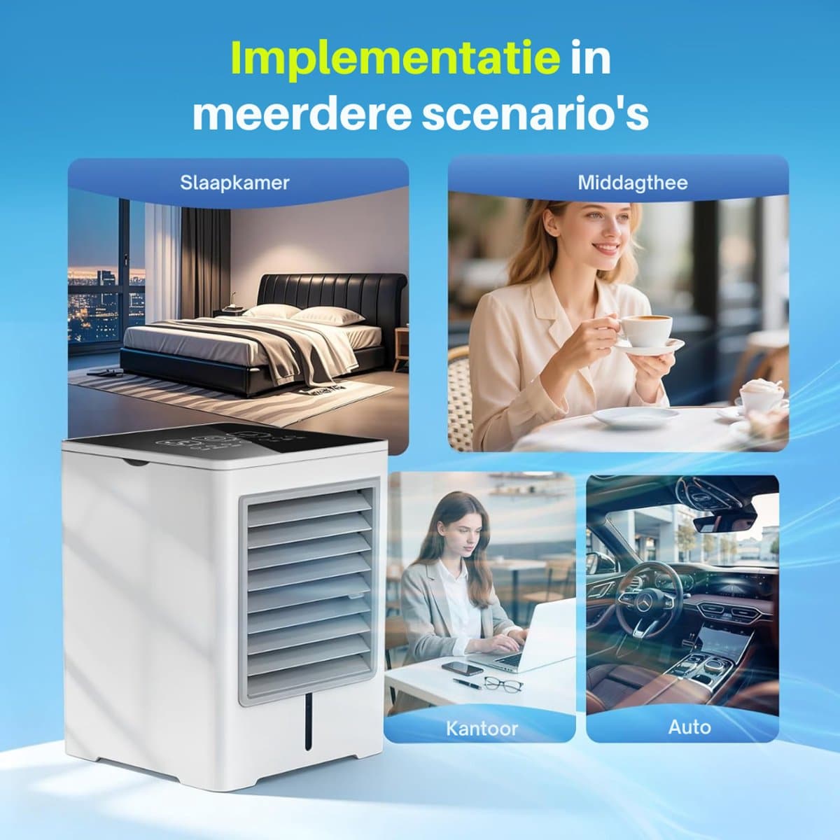 Mobiele Airco Zonder Afvoer - Mobiele Airco voor Slaapkamer - Luchtkoeler - Aircooler - 470ML - 3 Standen & Timer - 5V - Wit — afbeelding 1