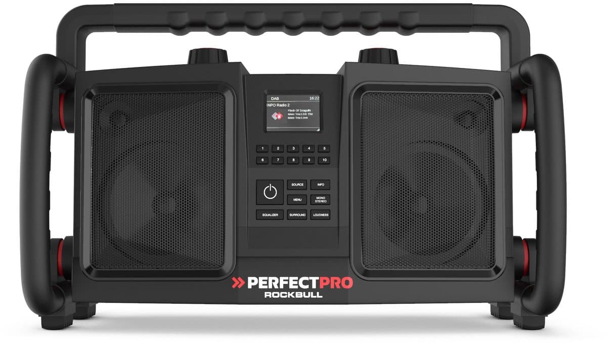 PerfectPro ROCKBULL Bouwplaats Radio - FM en DAB+ - Bluetooth - AUX - Oplaadbaar - IP65 - RB2 — afbeelding 1