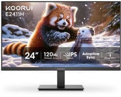 KOORUI E2411H 24" Monitor – 120Hz – FHD 1920×1080 – IPS – 99% sRGB – 178° Kijkhoek – VESA 100×100 – HDMI & VGA – Zwart