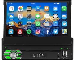 ESSGOO autoradio 1 din - Apple CarPlay & Android Auto (draadloos) - 7" HD touchscreen handmatig opvouwbaar scherm - Android 15, 4+64GB - GPS, wifi, USB, AUX