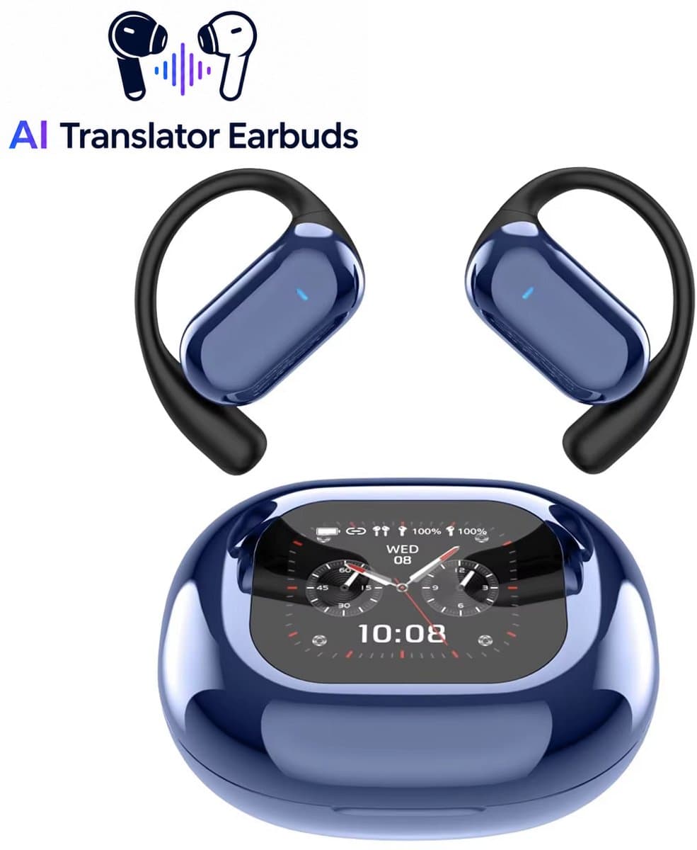 De Beste Gadgets AI Vertaal Oordopjes – Real-Time Vertaling in 144 Talen – Draadloze Bluetooth Earbuds met Oplaadcase — afbeelding 1
