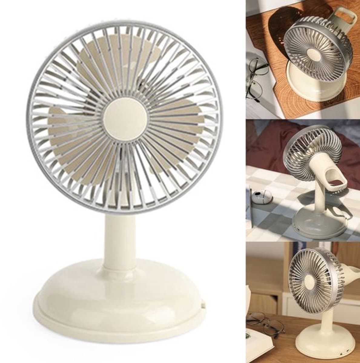 Vintage Dailygoody Ventilator - Lichtgeel USB-Oplaadbaar — afbeelding 1