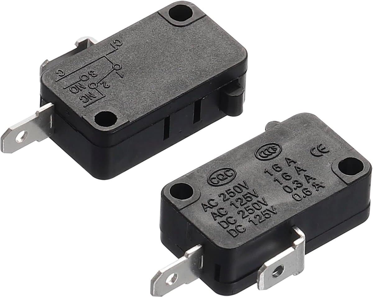 SnelShoppen - QUARKZMAN Magnetron Deur Schakelaar Vervangingsonderdelen 16A voor Magnetron en Rijstkoker, 2 Normaal Gesloten Zwart, Pack van 2 — afbeelding 1