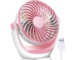 USB Tafelventilator - Stil - Mini Ventilator - 3 Snelheden - 360° Verstelbaar - Opvouwbaar - USB Aangedreven - Roze