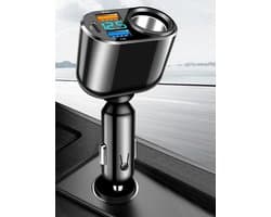 SnelShoppen - Car Charger, 4-in-1 Sigarettenaansteker Adapter, 90W Splitter met QC3.0 & PD 30W, LED Voltmeter voor GPS, Dashcam, Navigatie