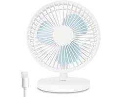 USB Tafelventilator Draadloos – Stil – Oplaadbaar met 3 Snelheden – 7,5 Uur Accuduur – 90° Kantelbaar Wit
