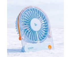 SOLOVE Mini Tafelventilator – Draagbare USB Ventilator met 3 Snelheden – Stil, Lichtgewicht Bureauventilator – Oplaadbaar via USB-C – Ideaal voor Kantoor, Thuis & Reizen – Hemelsblauw