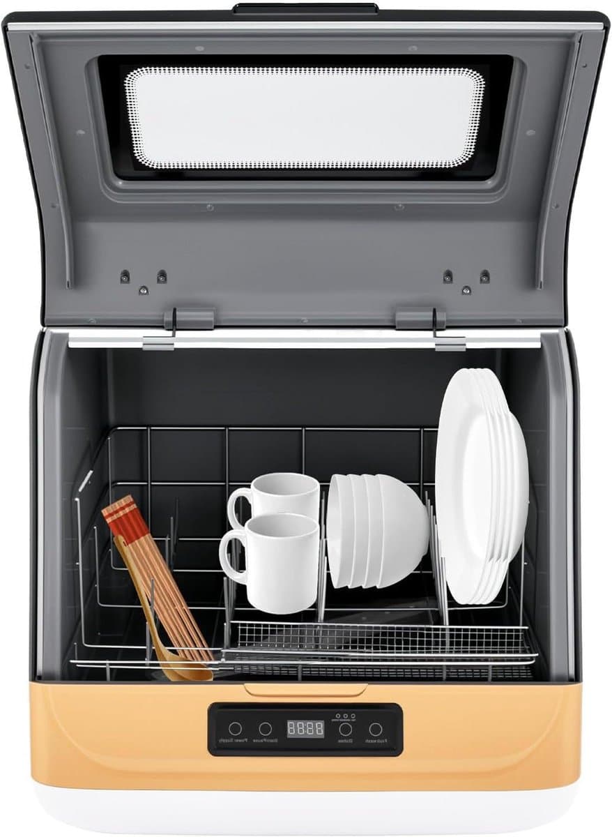 Mini Vaatwasser - Tafelmodel Vaatwasser - Keuken Reinigen - 3 Wasprogramma's - 45 x 40 x 44.8 cm - Goud/Wit — afbeelding 1