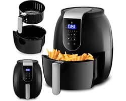 Vetvrije friteuse - Hetelucht friteuse Airfryer - Gezond koken - Met display - 26 liter - Zwart zilver