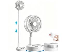 NAXSIR Opvouwbare Telescopische Ventilator Oplaadbaar,4 Snelheden incl. Natuurwind,Stil,Afstandsbediening