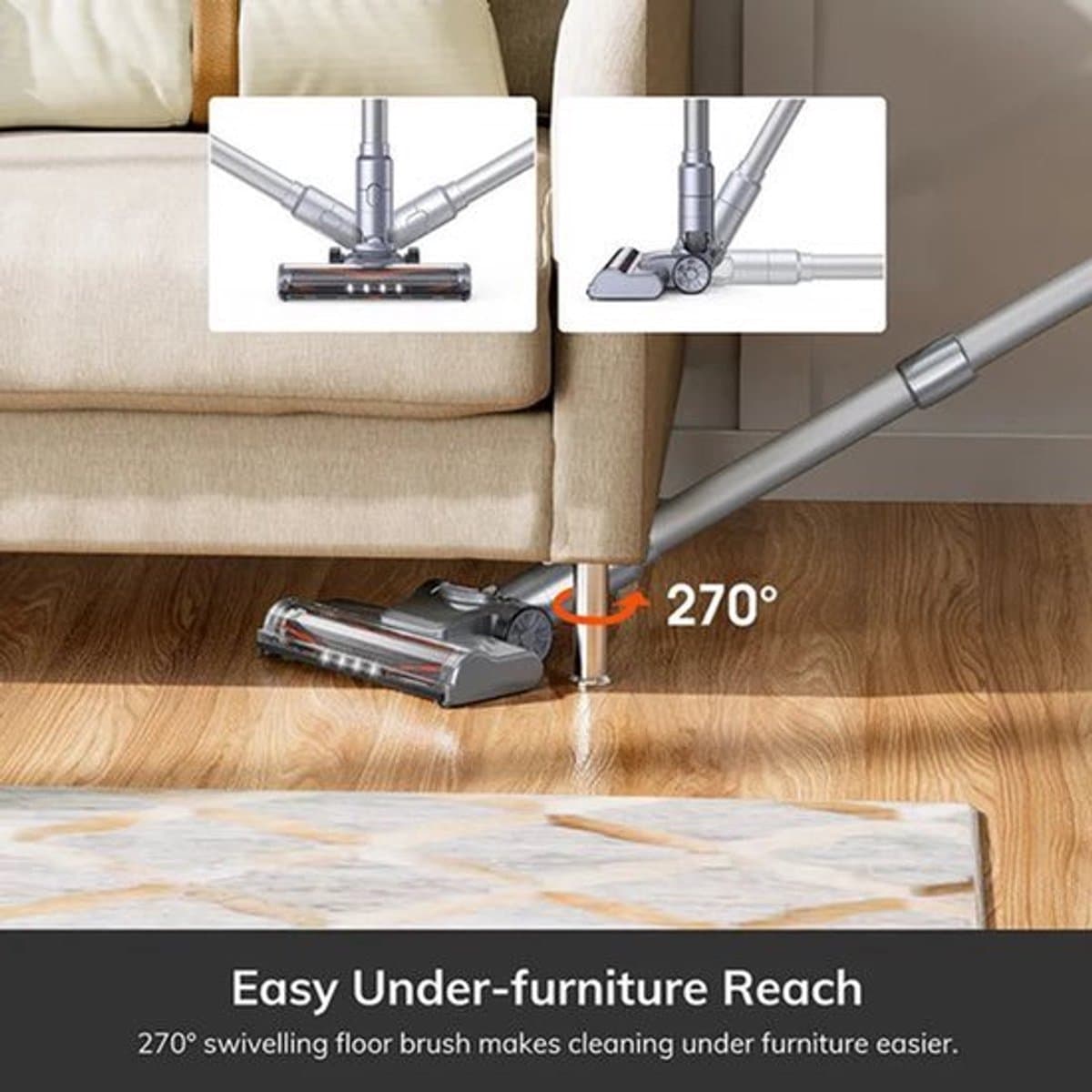 Steelstofzuiger - Vacuum Cleaner - Draadloze Stofzuiger- Kruimeldief Snoerloos - met 21kPa Zuigkracht - Handstofzuiger - LED-Verlichting, 40 Min. Gebruiksduur, 1.2L Stofreservoir — afbeelding 1