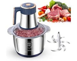 Elektrische Keuken chopper - Keukenmachine Hakmolen - Snel Ingrediënten Hakken - 5L RVS Kom - 500 W - Zilverkleurig