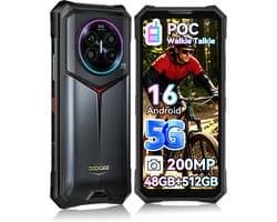 Robuuste Smartphone - DOOGEE V50 - 5G LET - 6,78" - 48GB RAM - 512GB ROM - 11000 mAh 66W - Android 16 - 200MP hoofdcamera met groothoeklens en macrolens - Bluetooth Walkie Talkie, POC - NFC GPS - Zwart