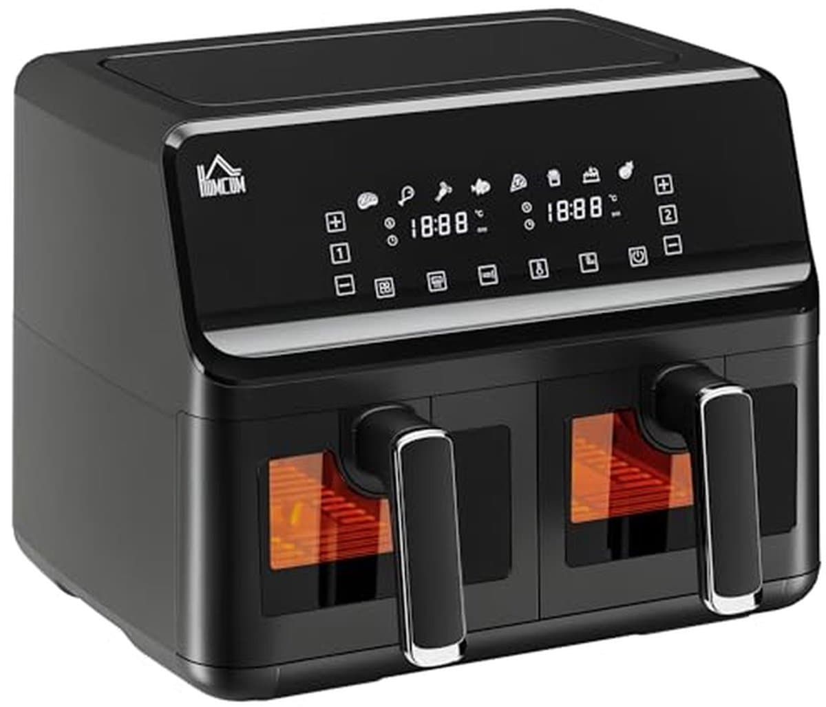 Heteluchtfriteuse 8L - Airfryer Dubbel - Gezond Koken - Dubbele Kamer - 2500W - Zwart — afbeelding 1