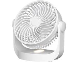 VHV - Ventilator - Tafelventilator - Luchtcirculatie Ventilator met Sfeerverlichting - Draagbare Wandventilator 1200mAh - Krachtige 3-in-1 Tafel- en Muurventilator voor Kantoor, Keuken en Badkamer - Wit
