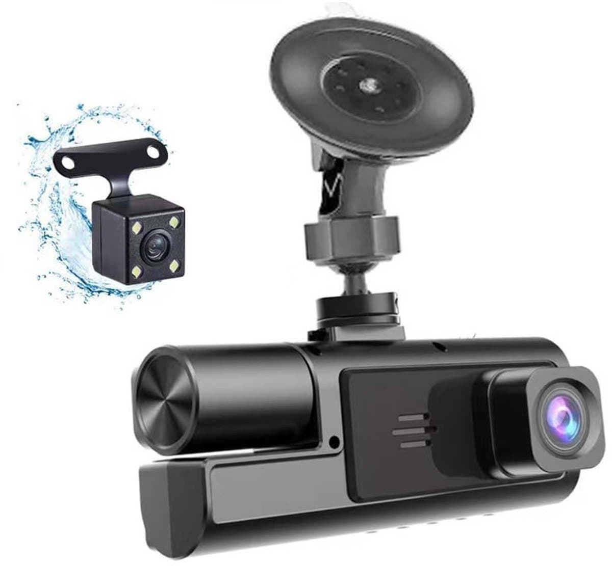 Dashcam met 3 Camera's – Full HD 1080P – Voor- en Achter camera – Nachtzicht – 128 GB Ondersteuning – Dashcam met Scherm voor auto - met app — afbeelding 1