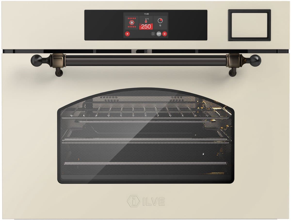 ILVE Compact 45cm 3 in 1 oven/stoom/mag Nost. Antiek Wit Brons - Inbouw — afbeelding 1