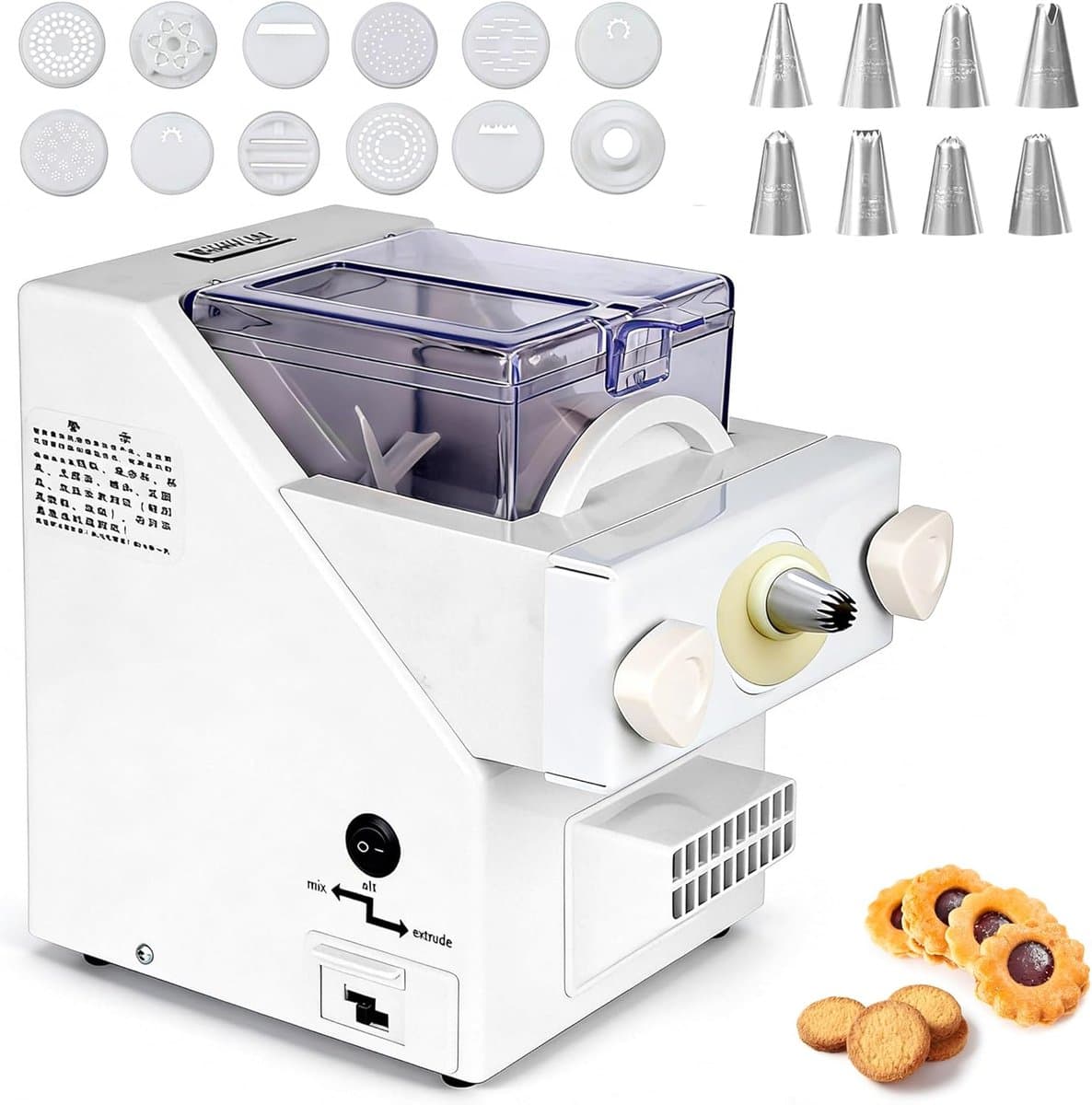 Elektrische Koekjespers - Koekjesmachine Automatisch - Zelf Koekjes Maken - Met 8 Spuitmonden - N.v.t. - Wit — afbeelding 1