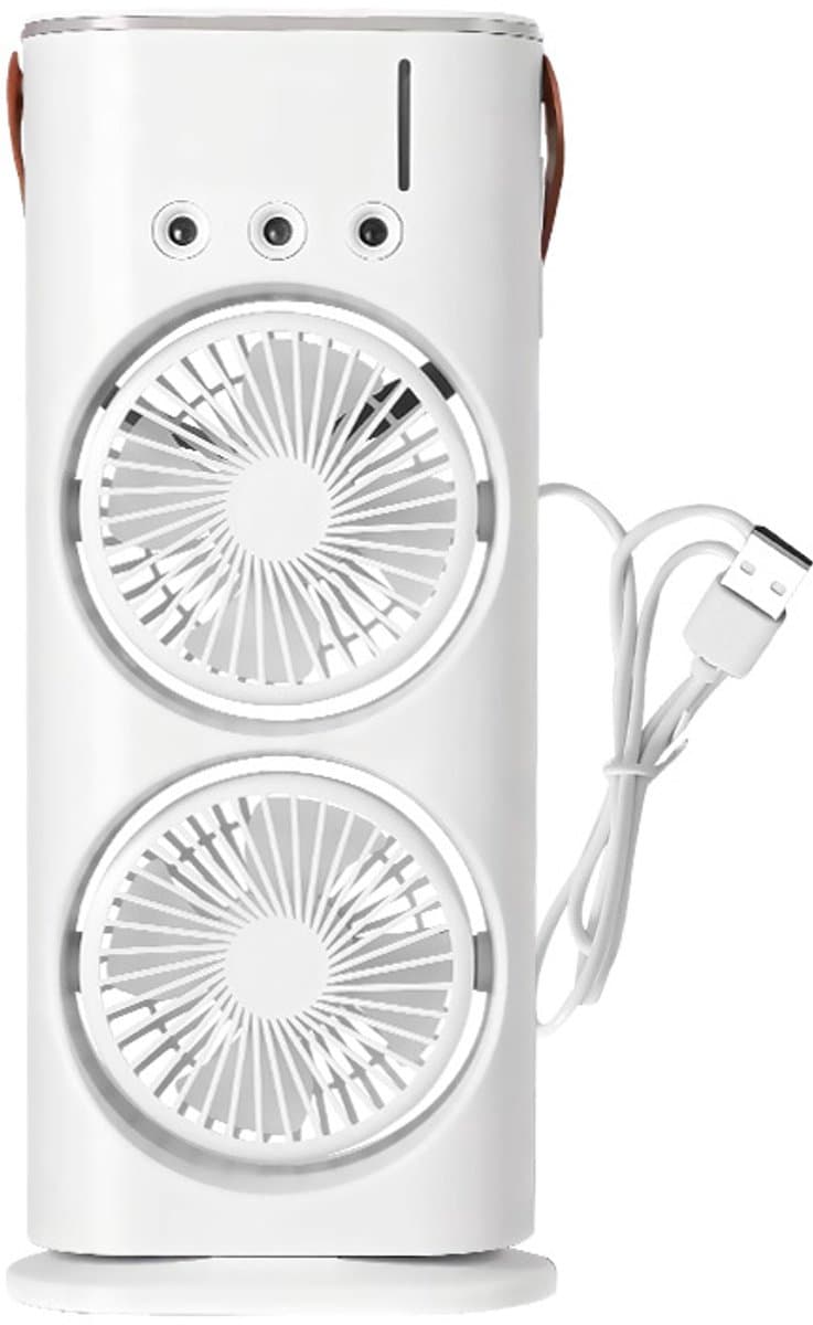 Mini USB-ventilator met mist - 3 in 1: personeel ventilator, verdampende luchtkoeler en kleine luchtbevochtiger, 3 regelbare snelheden — afbeelding 1